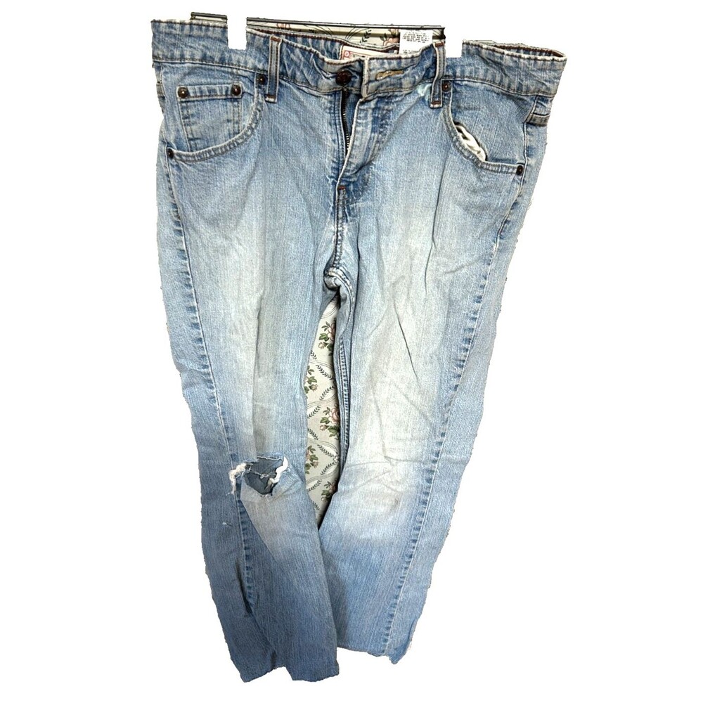 VTG Distressed Levi Strauss Jeans Misses 10 Stretch Low Rise Bootcut Y2K 2000s